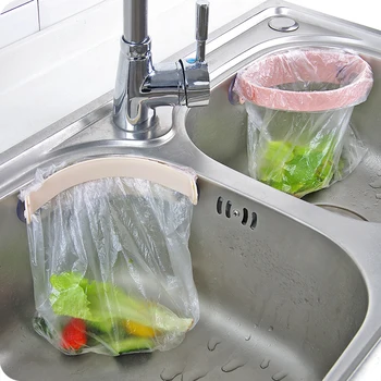 

Kitchen Sink Garbage Bag Holder Closable Trash Can Double Suction Cup PP Rubbish Rack Sealing Waste Punch-free Storage Hanger