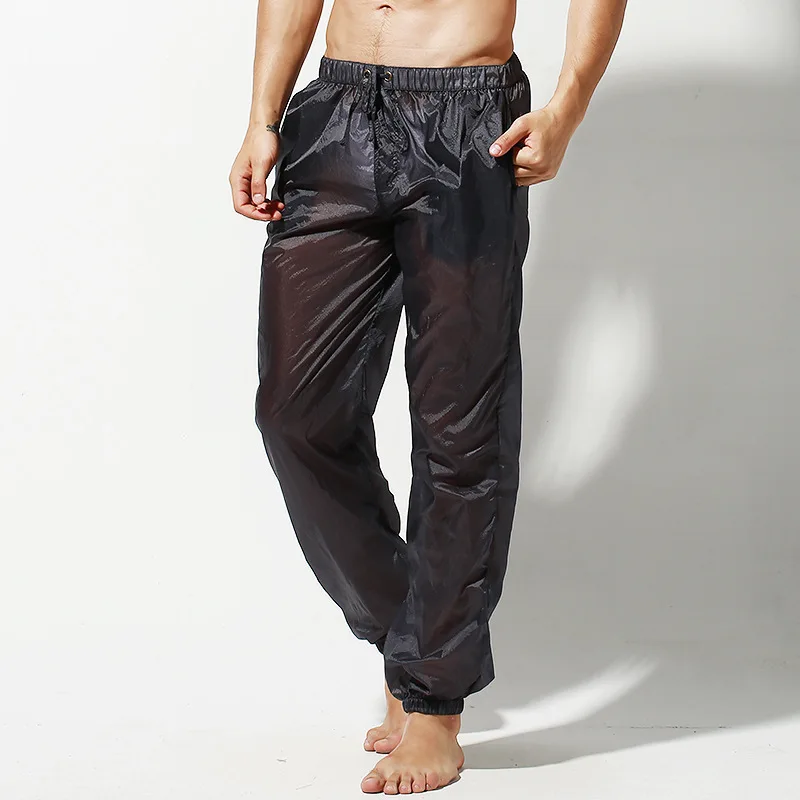 Supe тонкие Пляжные штаны для мужчин Рашгард помех УФ Защита от сыпи защита для серфинга паруса брюки полупрозрачные быстросохнущие спортивные брюки для воды - Цвет: Black Gray Pants