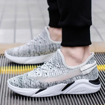 

2019 Brand Design Spring Autumn Running Shoes Adult Knit Men Running Shoes Breathable Men Slip on Comfort Outdoor Sneakers Sport