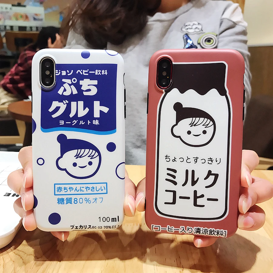 

For iphone XS MAX XR 7 8 Plus 6 6s plus X case cover japan fashion milk Drinks painted soft silicon phone bag Ritozcase