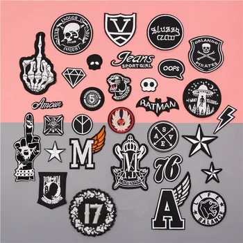 

Fabric Embroidered Skull Hand Patch For Clothes Stickers Bag Sew Iron On Applique DIY Apparel Sewing Clothing Accessories BU156