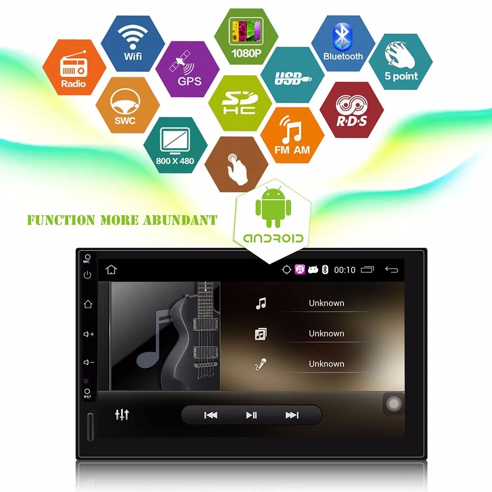 Discount HD 1024*600 Screen 2 DIN Car GPS Radio Stereo Player 7" Android 5.1 Quad core 1.6GHz ROM 16G  with 3G WIFI USB Rear Camera 4