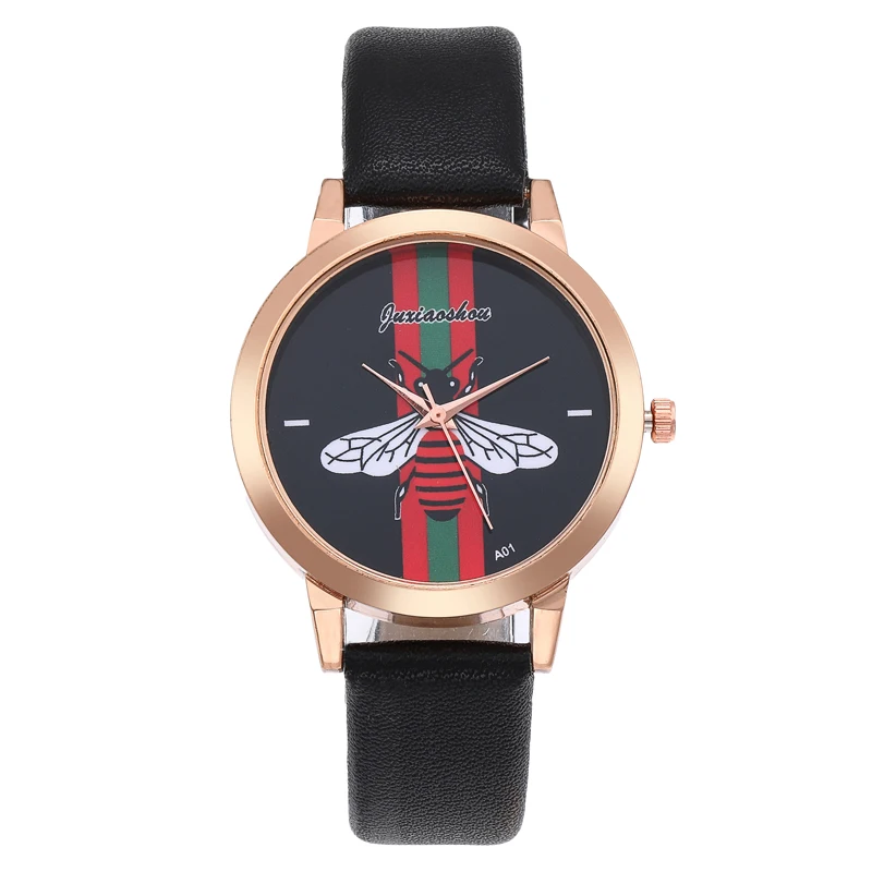 

2019 Fashion Trend Ladies Quartz Wrist Watch Women Casual Retro Simple Bee Wasp Leather Watch Female clock Dress reloj mujer