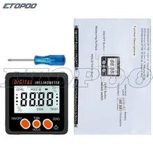 IP54 Водонепроницаемый магнит цифровой транспортир коническая Коробка Угол метр линейка уровень Магнитная база Цифровой Инклинометр с задней частью