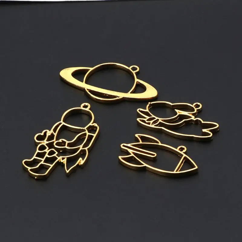 

5Pc Planet Astronaut Rabbit Rocket Frame Pendant Open Bezel UV Resin Jewelry DIY for jewelry making