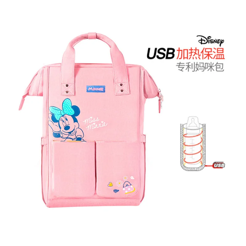 Дисней пеленки мешок USB Отопление материнства путешествия рюкзак большой емкости кормящих мешок уход за ребенком подгузник рюкзак сохранение тепла - Цвет: 01