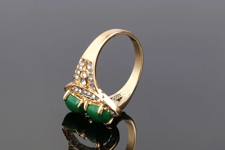 Turkish Jewelry Black beads Mosaic Rhinestone Wedding Gift Resin Ring Antique Gold-Color Rings For Women Bague Femme