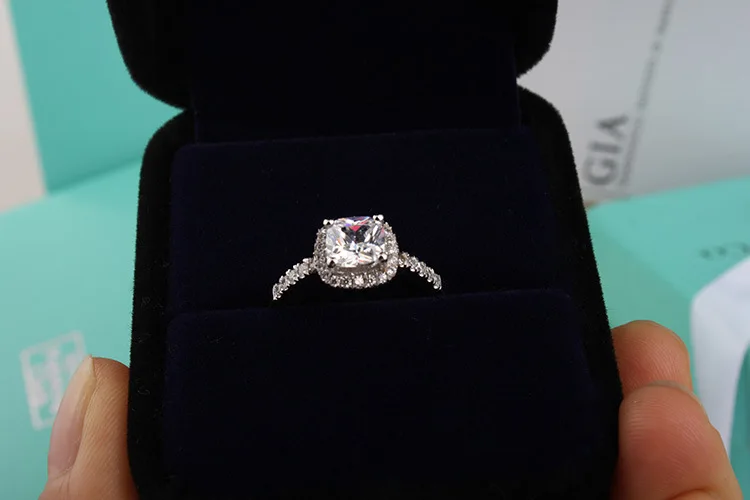 2 CT твердых 925 Stelring Серебряная свадьба Обручение Юбилей сердце Форма пару кольцо Jewelry Для женщин Для мужчин со дня рождения вечерние подарок