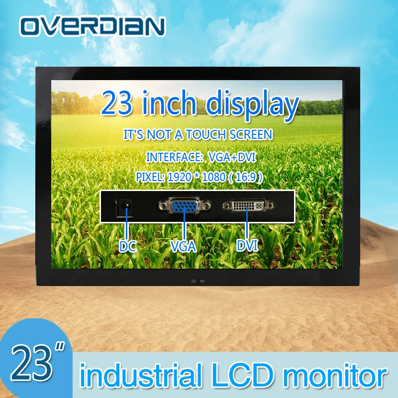 

23" VGA/DVI Connector Industrial Control Monitoring Non-touch Machines Metal Shell Lcd Monitor1920*1080 Hanger Fixed