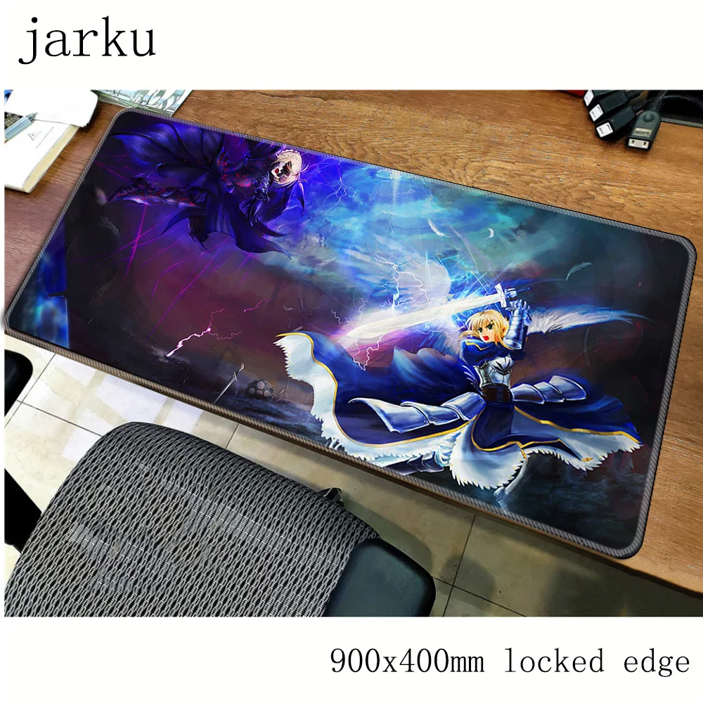  Fate Saber mouse pad gamer 900x400mm notbook mouse mat large gaming mousepad large locked edge pad 