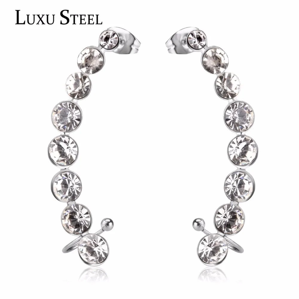 

LUXUSTEEL Stainless Steel Earrings For Women Fashion Jewelry Luxury Ear Cuff Clip Cubic Zircon Wholesale Star Wedding Gift