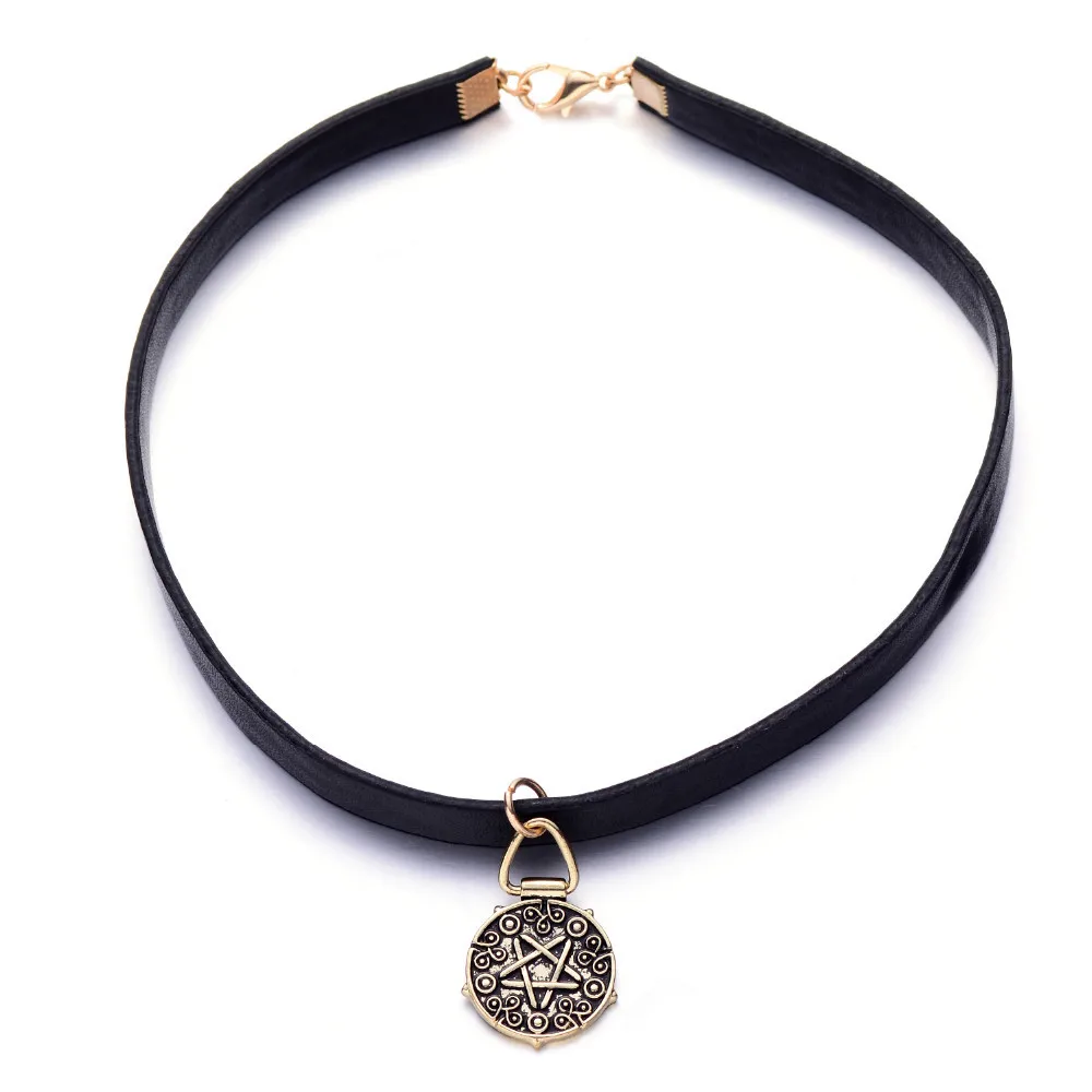 

Witcher 3 Yennefer Medallion Leather Choker Necklace the Wild Hunt Game Cosplay Jewelry Gothic Gold/Silver Pendant