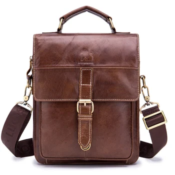 

Brand Fashion Design High Quality Men's Bag Oil Wax Retro Genuine Leather Male Messenger Bag Work Business hand Bag Briefcase
