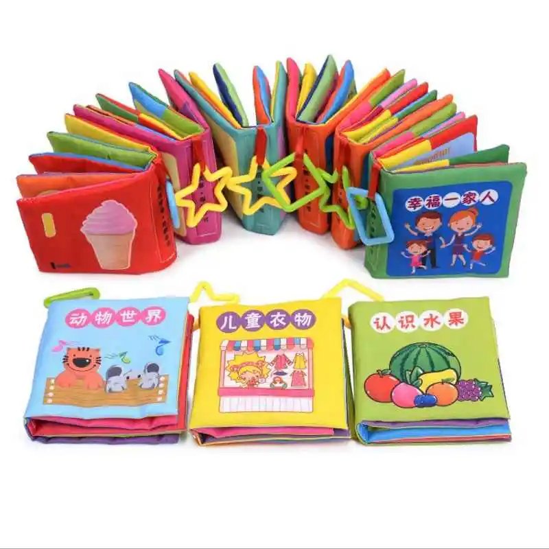 

18Styles Cloth Book Chinese& English Cartoon Baby Learning Animals Fruit and so on Cognition Toy Infant Early Educational Books
