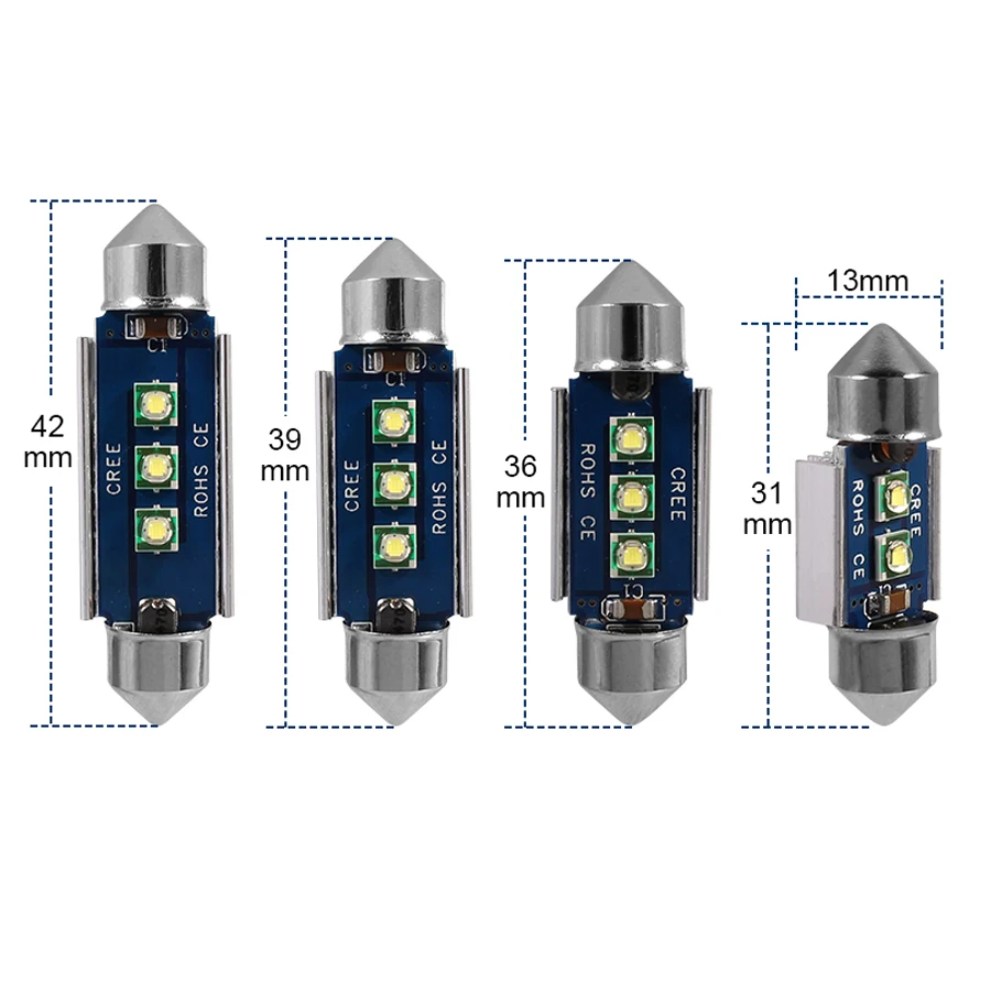 YCCPAUTO 1 шт. C10W C5W светодиодный светильник Canbus Festoon 31 мм 36 мм 39 мм 42 мм светодиодный светильник для салона автомобиля автоматическая лампа для чтения белого цвета 12 В