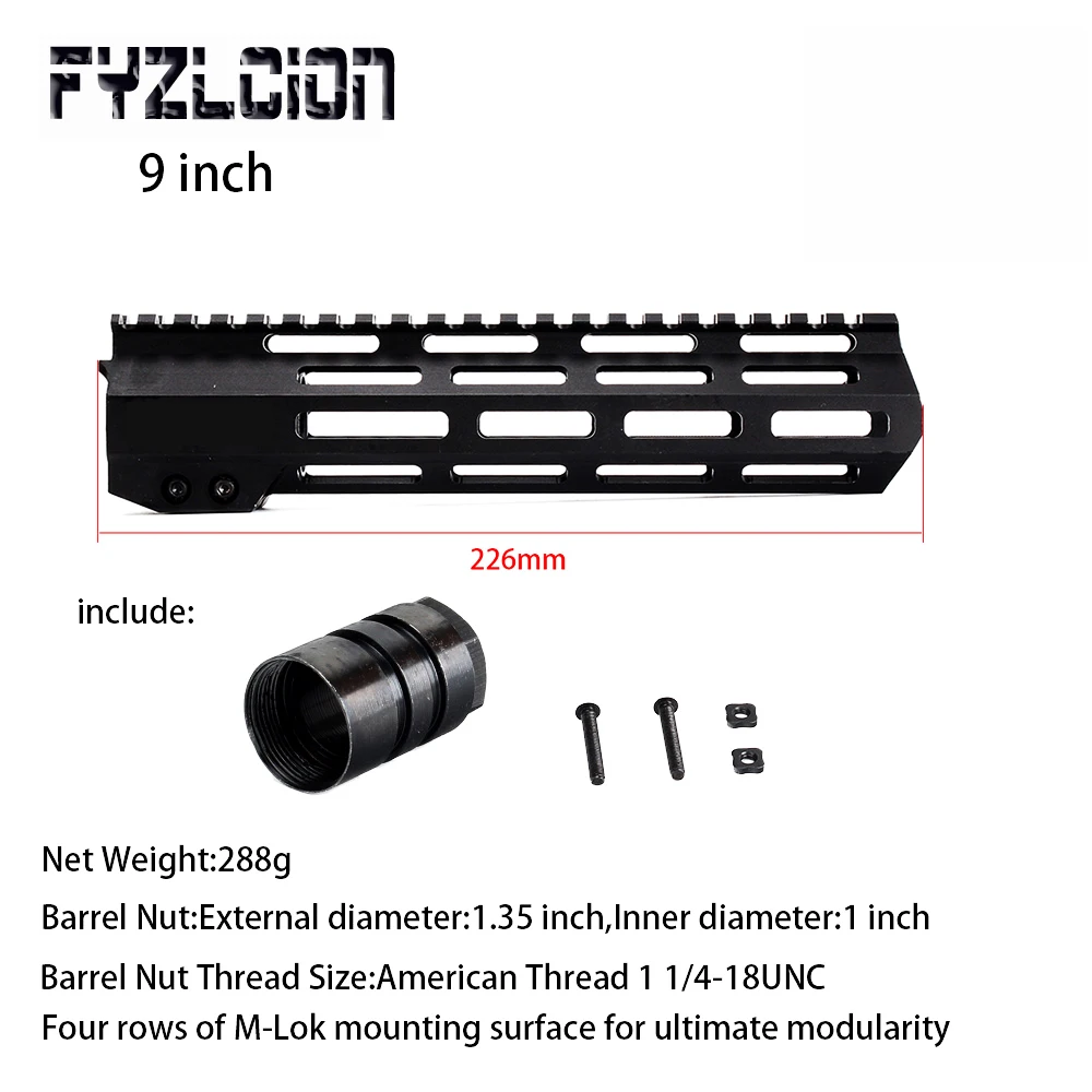 FYZCION 7/9/10/12/13.5/15/17 بوصة AR15 شحن تعويم M-LOK Handguard picatinny السكك الحديدية ضئيلة نمط مع برميل من الفولاذ الجوز ل نطاق جبل