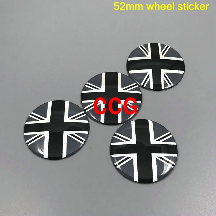 52mm wheel sticker 4 шт. 52 мм 54 мм Красочный флаг Англии мини работает S Автомобильная Ступица колеса концентратор крышка значок колеса пылезащитные Чехлы 3D креативный стике - Название цвета: 52mm wheel sticker