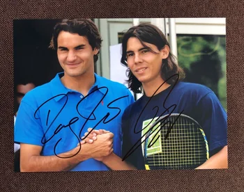 

hand signed Roger Federer Rafael Nadal autographed original photo 5*7 079J1