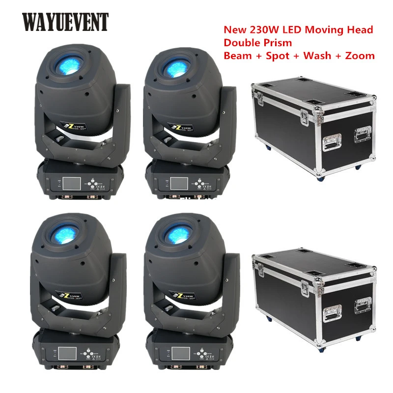 

NEW 230W LED Moving Head beam spot zoom Double Prism 3 in 1 led beam spot wash light dj Club Party DMX Stage Lighting