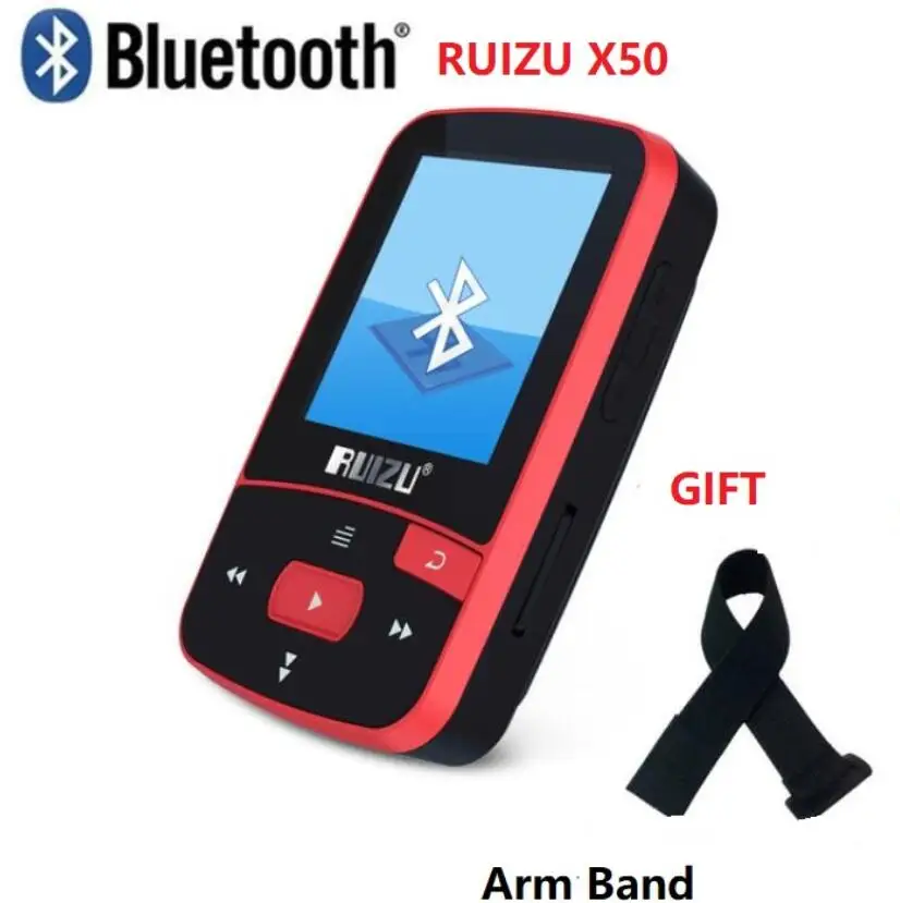 Ruizu X50 Спорт Аудио Мини Bluetooth Mp3 плеер аудио Mp3 с широким диапазоном, цифровой Hi-Fi Экран Fm Flac Usb 8 Гб без потерь