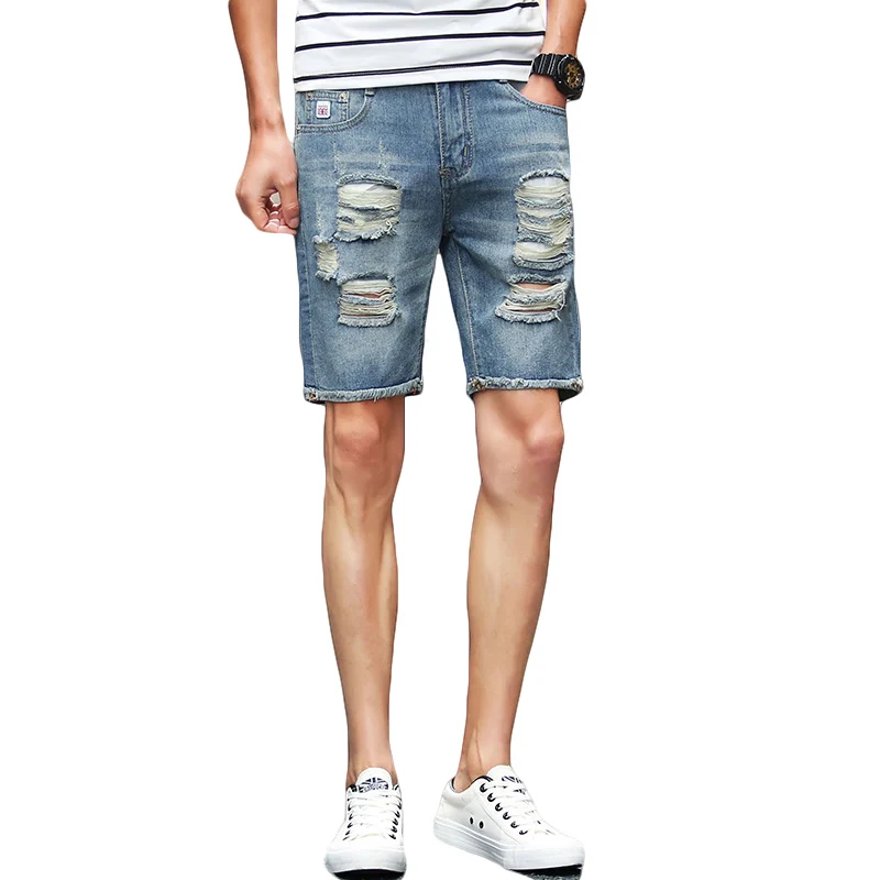 Jeans Shorts Bleu 2017 Nouveau Déchiré D'été De Coton Hommes Trou MSzpUV