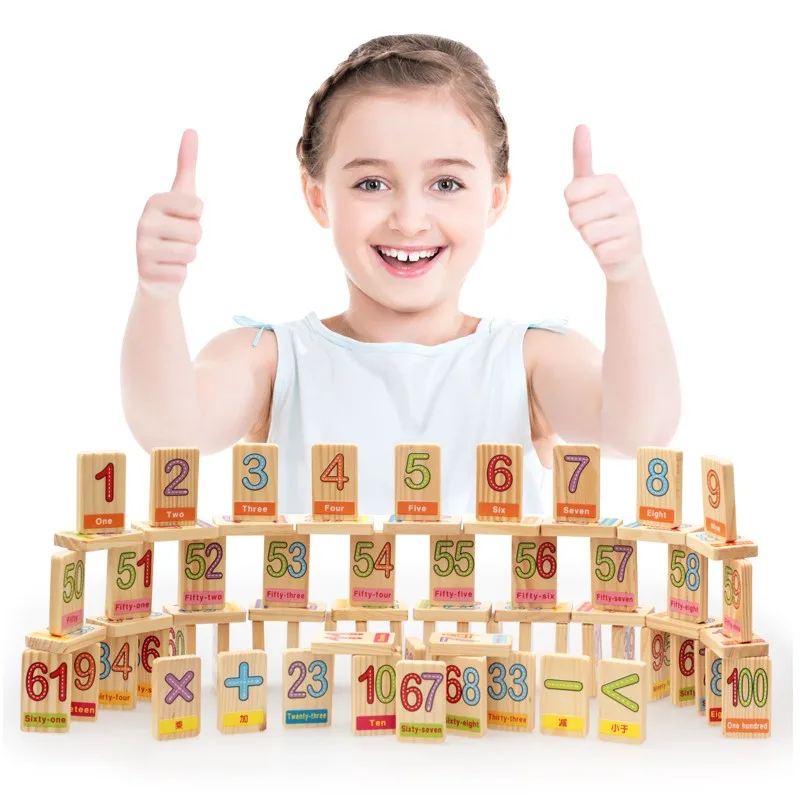 

Domino Building Toys 100PCS Wooden Children Early Intelligence Education Fruit Number Blocks Multicolor Gift 5*3cm