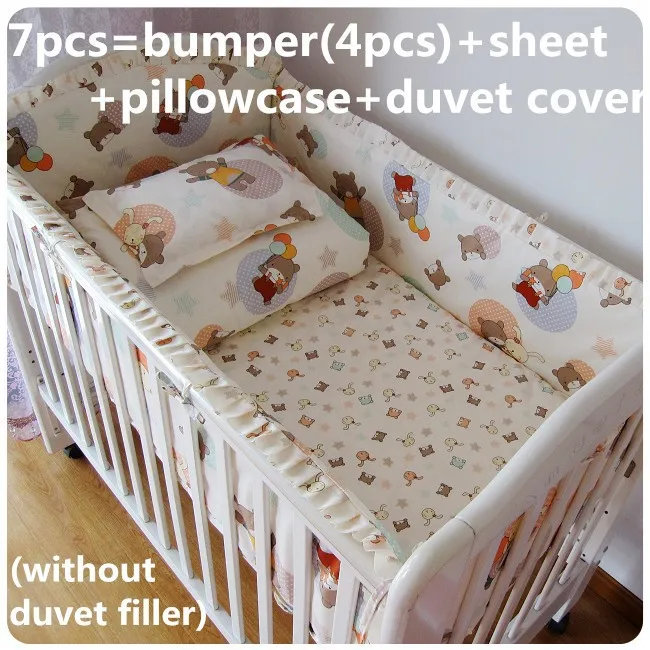 

Promotion! 6/7PCS Cot Baby Bedding Set Unisex 100% Cotton Baby Crib Bedding Set , 120*60/120*70cm