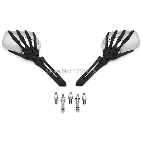Espelhos da Motocicleta para Kawasaki Frete Grátis Preto Chrome Esqueleto Mão Vulcan vn Clássico Nomad Drifter 1500 - 3 motorcycle rear mirror