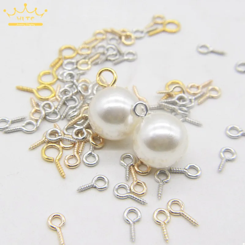 

200 PCS Manual DIY material sheep eye screw wearing pearl screw metal fittings thread sheep eye horns nails