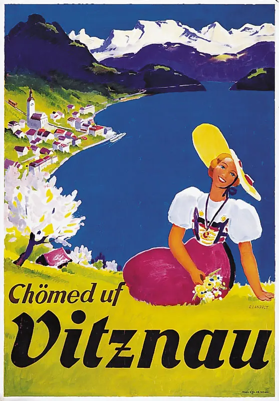 Switzerland Lucerne Tourism Posters Vitznau Classic Wall Sticker Canvas Paintings Decorative Vintage Poster Home Bar Decor Gift | Дом и сад