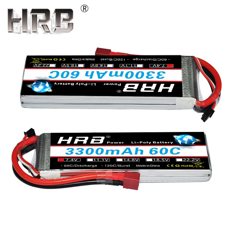 

HRB 7.4V 3300mAh Lipo Battery 2S 60C Female T Deans XT60 EC5 TRX Connectors RC Parts For Traxxas Cars Quadcopter Airplane Drone