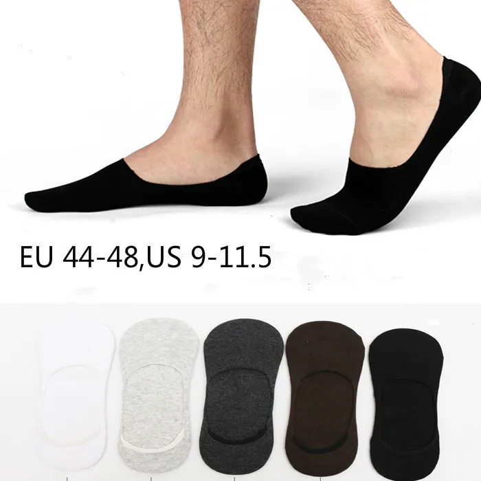 

1 lot= 5 pairs Plus size Men's sock slippers cotton Non-slip Silicone Invisible No show Boat Socks Summer autumn Fashion Male