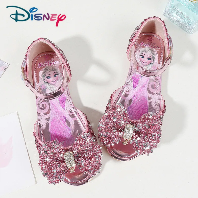 Disney Children's Girls Summer Shoes With PU/Rhinestone Frozen Princess Sandals Baby Girls Single Shoes Sandalia Infantil