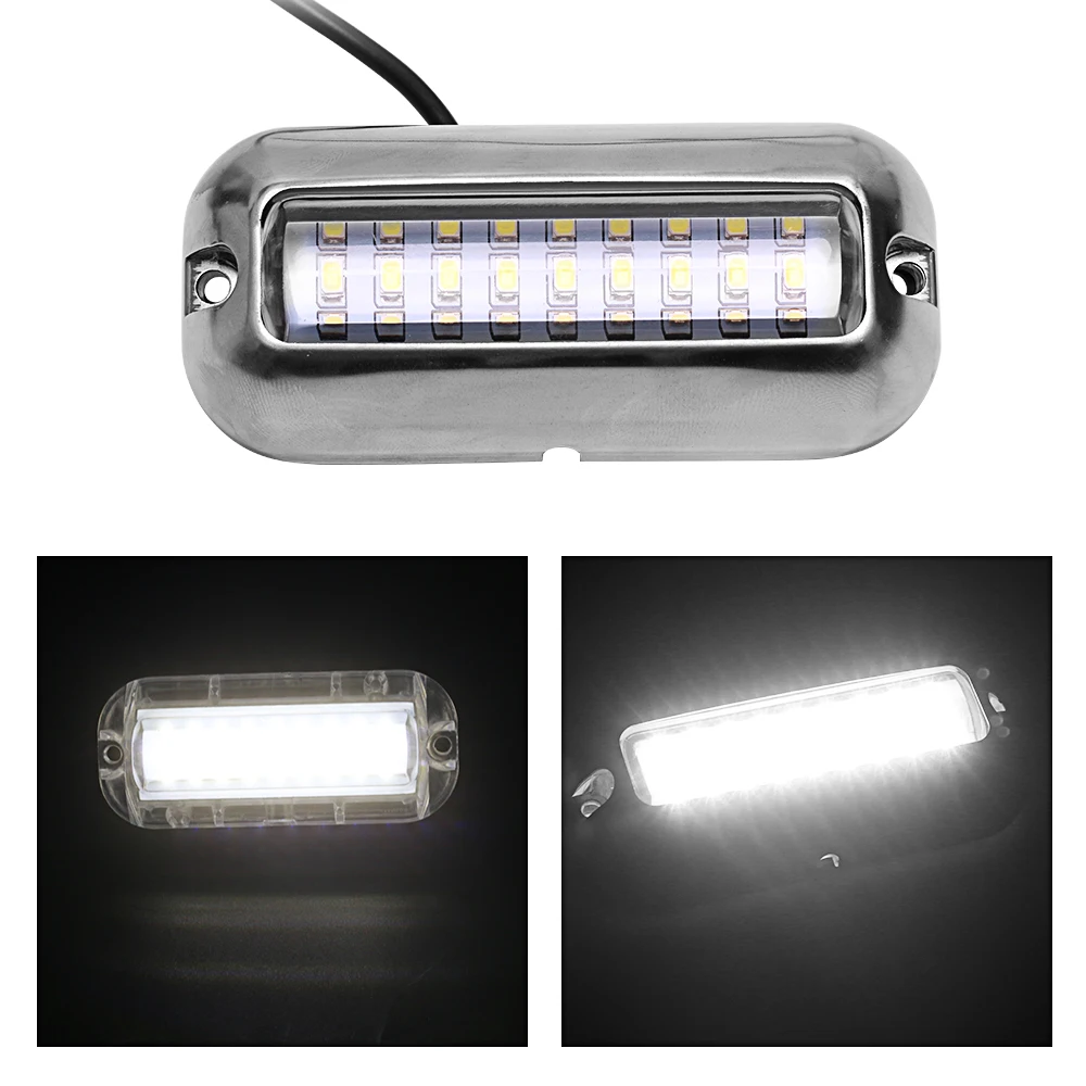 Универсальный 12V светодиодный 27/42 светодиодный морской Нержавеющая сталь под водой понтон Водонепроницаемый лодка транца светильник - Цвет: 27 LED White