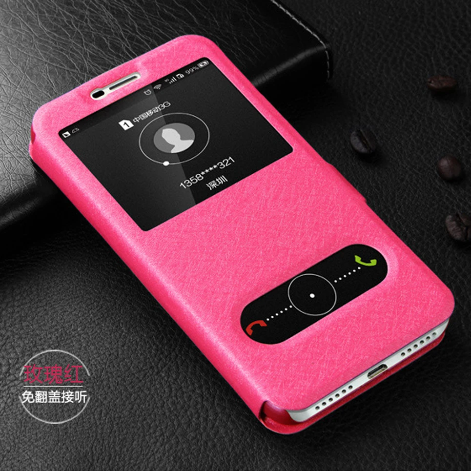 كوكه لهواوي الشرف 4C برو جراب هاتف الحرير الحبوب يصل جلدية كابا النافذة عرض فليب غطاء حافظة لهاتف Huawei الشرف 4C برو 5.0 بوصة