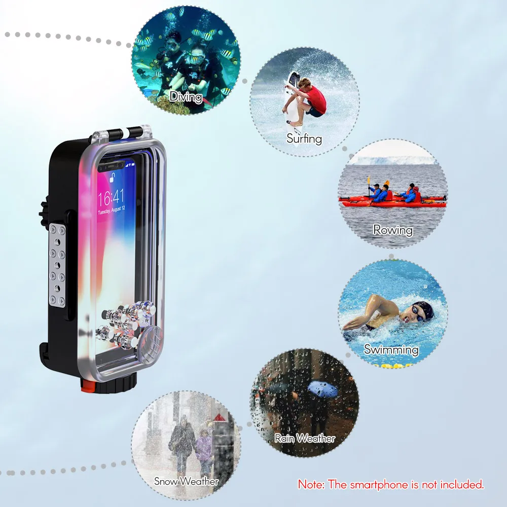 Профессиональный IPX8 Водонепроницаемый корпус смартфона 360°All всестороннюю защиту оптических Стекло и Цвет фильтр для iPhone X 1/4 дюйма Винт
