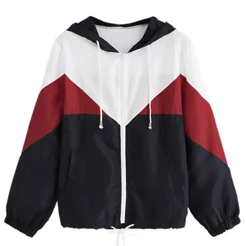 

Women's Long Sleeve Splice Color Irregular Hooded Cardigan Windbreaker Coat For Ladies Plus Size Femme Tops Coat Wine Red
