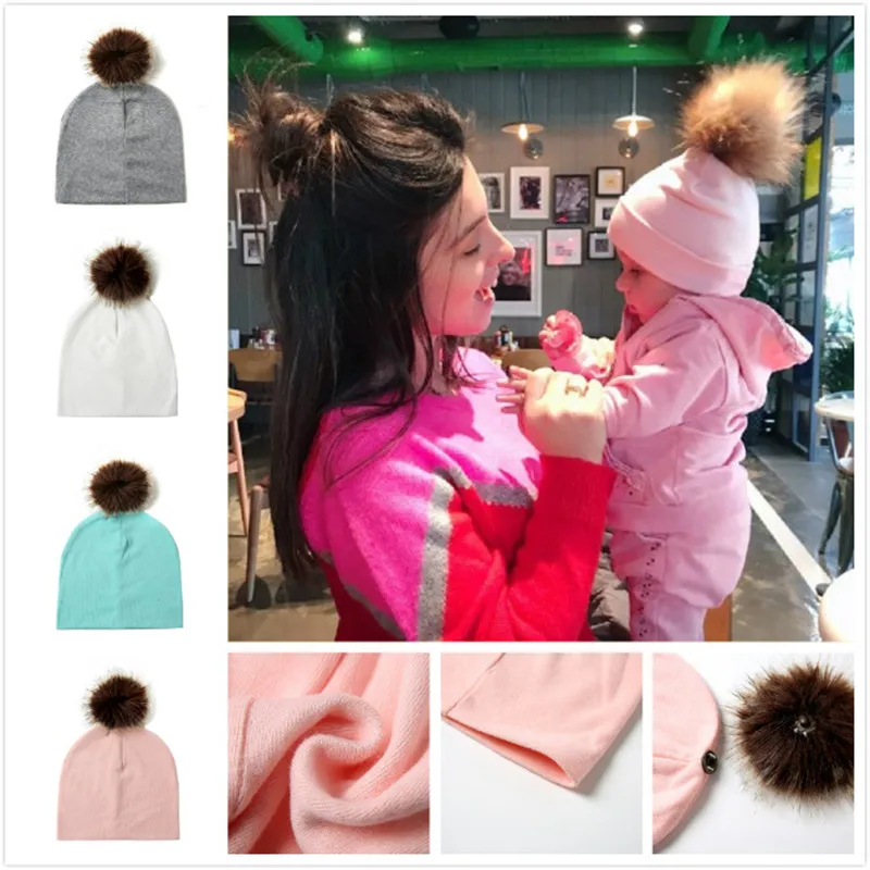

ideacherry Baby Knitted Hats Kids Boys Girls Unisex Knitted Crochet Beanie Winter Warm Hats with Fur Ball for 0-4 Years Newborn