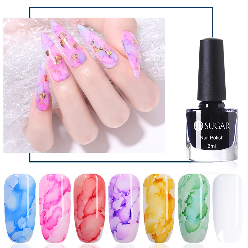 

UR SUGAR 6ML Watercolor Ink Nail Polish Blooming UV Gel Smoke Effect Smudge Bubble DIY Varnish Manicure Decor Nail Art Salon Set