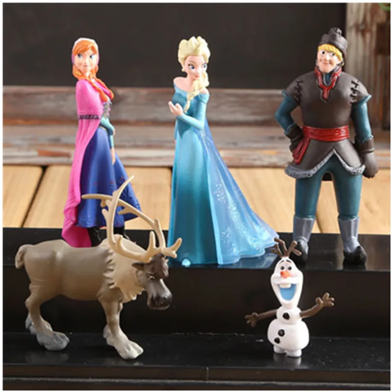 

Disney Frozen 5pcs Anna Elsa Kristoff Sven Olaf PVC Action Figures Model Dolls Collection Birthday Gift Kids Toys