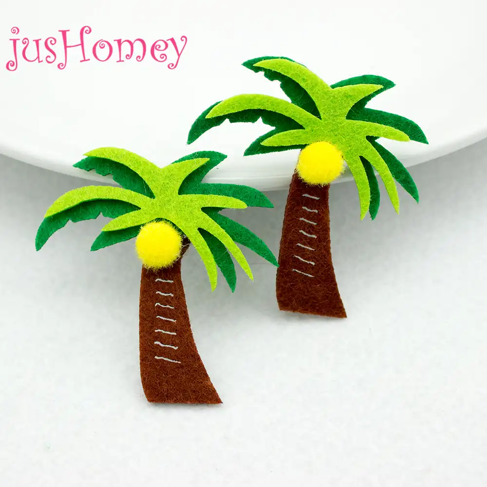 100 個熱帯夏ハワイココナッツヤシの木アップリケ 60 ミリメートルフェルトカットアウト植物アップリケ壁の装飾のため Diy クラフト パーティー Patches Aliexpress