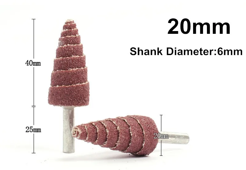 20 штук наждачной бумагой колеса конические клапаном Колёса шлифовальной головки 6 мм хвостовиком Диаметр 80 Грит клей наждачная бумага