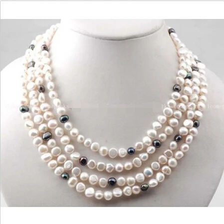 

65" white and black baroque freshwater pearl necklace ^^^@^Noble style Natural Fine jewe FREE SHIPPING