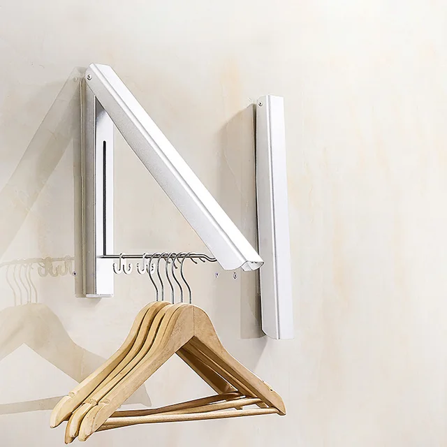 Aliexpress.com : Buy 1pc Foldable Wall Mount Clothes Hanger Space 1pc Foldable Wall Mount Clothes Hanger Space Aluminum Towel Drying Coat Hanger Holder with 2 Racks - Aliexpress.com : Buy 1pc Foldable Wall Mount Clothes Hanger Space