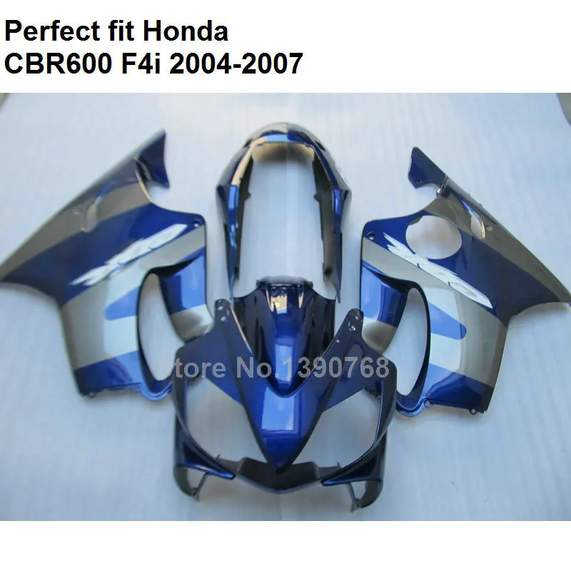 100% подходит для инъекций Обтекатели Honda CBR600 F4i 04 05 06 07 синий и серебристый черный