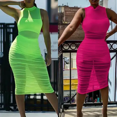 

UK Seller Women Summer Mesh Fishnet Bikini Cover Up Swimwear Bathing Beach Dress