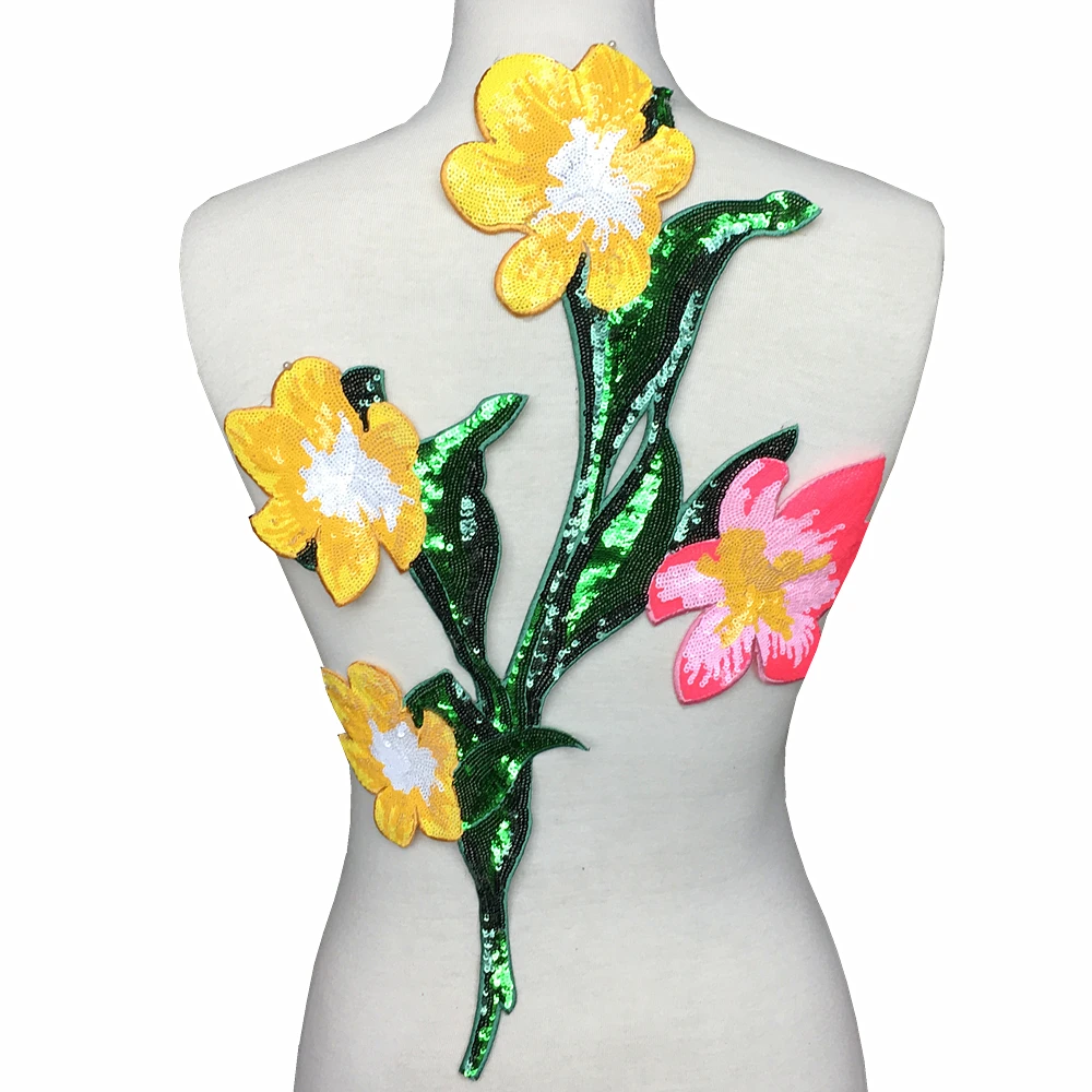 Sew On Black Sequin Patch Embroidered Applique Beaded Patches For