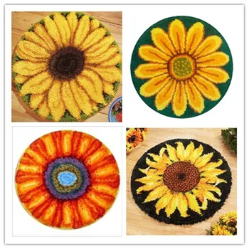 

oneroom Latch Hook Kit Rug Cushion Pillow Craft Sunflowers 52CM by 52CM Cross Stitch Needlework Crocheting Rug Embroidery