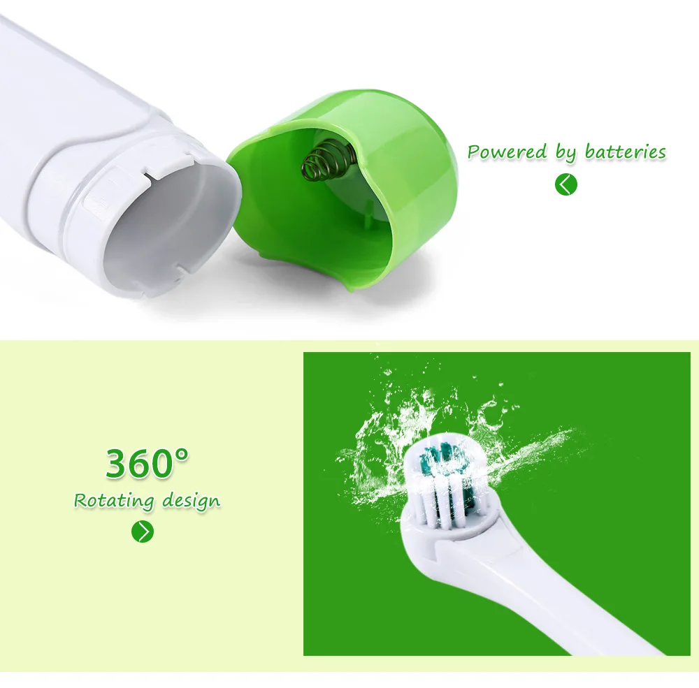 Electric Oral Hygiene Dental Care Toothbrush with 2 Brush Heads