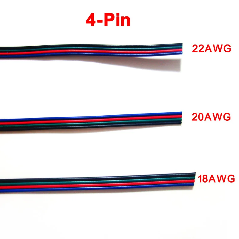 18AWG 20AWG 22AWG 5 м 10 м 20 м 2Pin 3Pin 4Pin 5Pin электрический удлинитель питания Соединительный кабель для светодиодной ленты